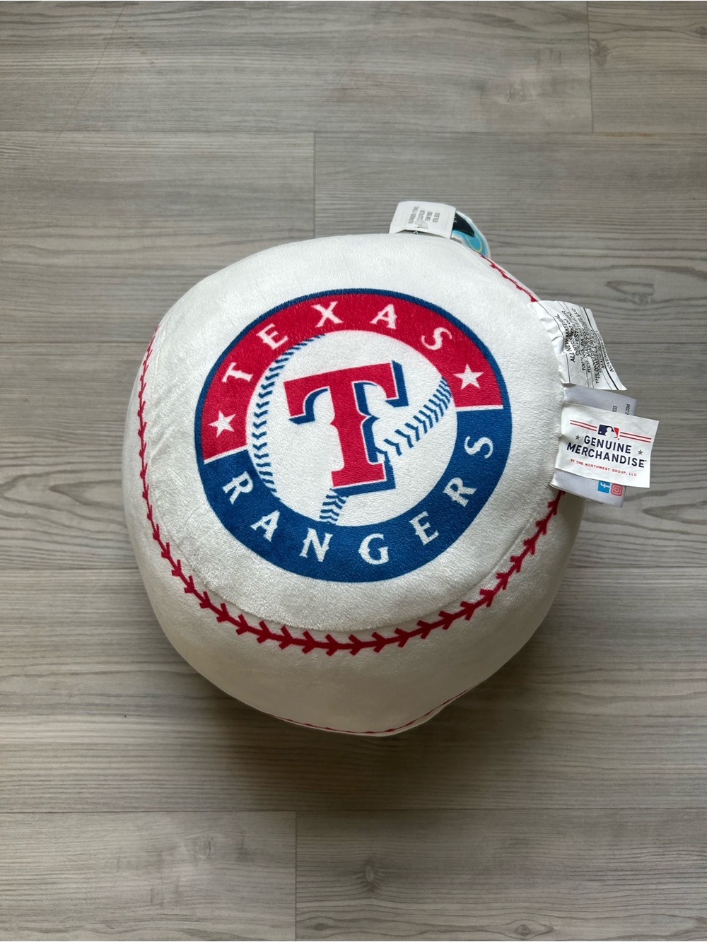 Northwest Plush Baseball Pillow in White, Red & Blue